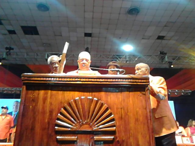 Dr. Peter Phillips takes the oath of office as president of the PNP