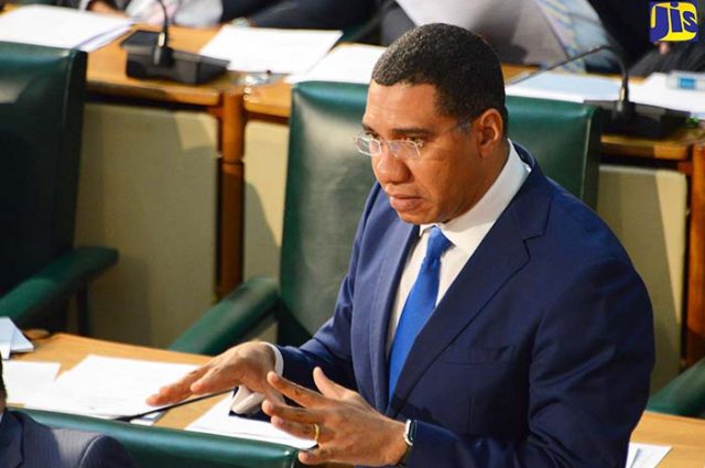 Prime Minister, the Most Hon. Andrew Holness, speaks in the House of Representatives about defence act