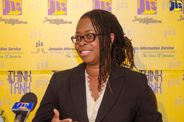 Cybersecurity Consultant, Dr. Moniphia Hewling, speaking at a JIS ‘Think Tank about ICT Conference