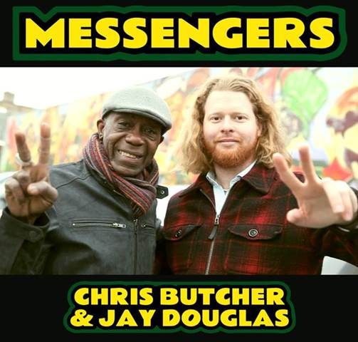 Reggae artists Chris Butcher and Jay Douglas posing for Vision Newspaper Jamaican News