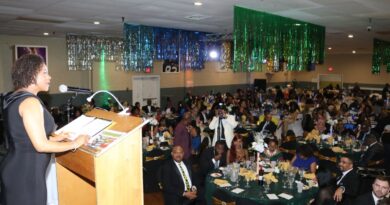 Jamaica’s Ambassador to the United States, Her Excellency Audrey Marks, addresses the over 400 guests attending the West Indies Social Club (WISC) 74th anniversary gala in Hartford, Connecticut, on April 20. The event was held at the Club’s complex on Main Street in Hartford. (image source: JIS)