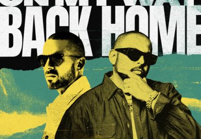 Album cover for “On My Way Back Home (Lionface x JonFx Remix)” showing Collie Buddz and Sean Paul against a yellow and teal background.